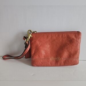 Coach Park Wallet Wristlet Salmon Pink Gold Hardware